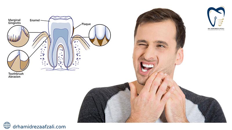 اجزای دندان در کنار درد کشیدن شخصی 